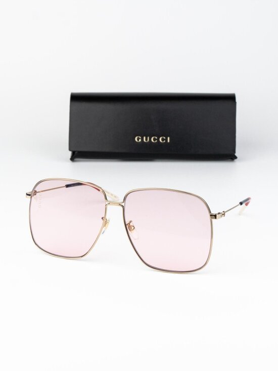 Gucci Women Sunglasses Gold Pink Square GG0394S 004 NEW AUTHENTIC main image 7